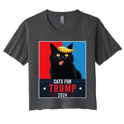 Cats For Trump 2024 Sarcastic For Vance Trump President Cat Women's Crop Top Tee