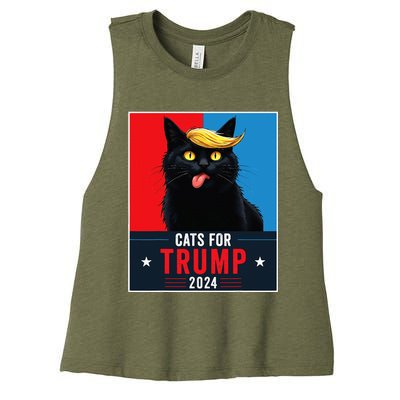 Cats For Trump 2024 Sarcastic For Vance Trump President Cat Women's Racerback Cropped Tank