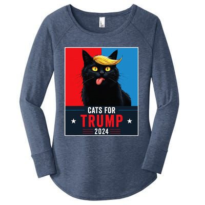 Cats For Trump 2024 Sarcastic For Vance Trump President Cat Women's Perfect Tri Tunic Long Sleeve Shirt