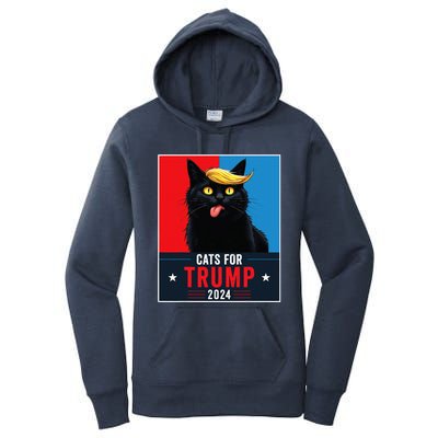 Cats For Trump 2024 Sarcastic For Vance Trump President Cat Women's Pullover Hoodie