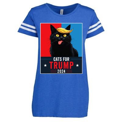 Cats For Trump 2024 Sarcastic For Vance Trump President Cat Enza Ladies Jersey Football T-Shirt