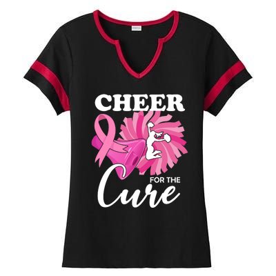 Cheer For The Cure Breast Cancer Awareness Ladies Halftime Notch Neck Tee