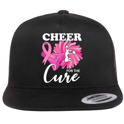 Cheer For The Cure Breast Cancer Awareness Flat Bill Trucker Hat