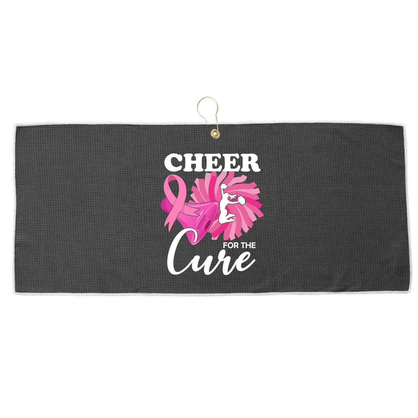 Cheer For The Cure Breast Cancer Awareness Large Microfiber Waffle Golf Towel