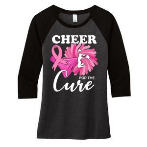 Cheer For The Cure Breast Cancer Awareness Women's Tri-Blend 3/4-Sleeve Raglan Shirt