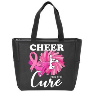 Cheer For The Cure Breast Cancer Awareness Zip Tote Bag