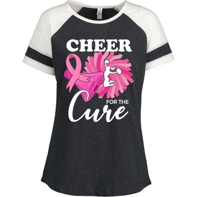 Cheer For The Cure Breast Cancer Awareness Enza Ladies Jersey Colorblock Tee