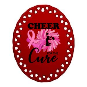 Cheer For The Cure Breast Cancer Awareness Ceramic Oval Ornament