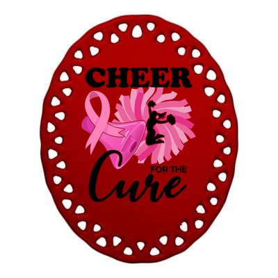 Cheer For The Cure Breast Cancer Awareness Ceramic Oval Ornament