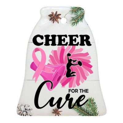 Cheer For The Cure Breast Cancer Awareness Ceramic Bell Ornament