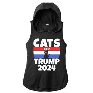 Cats For Trump 2024 Ladies PosiCharge Tri-Blend Wicking Draft Hoodie Tank