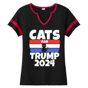 Cats For Trump 2024 Ladies Halftime Notch Neck Tee