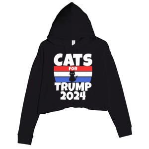 Cats For Trump 2024 Crop Fleece Hoodie