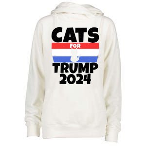 Cats For Trump 2024 Womens Funnel Neck Pullover Hood