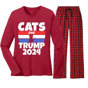 Cats For Trump 2024 Women's Long Sleeve Flannel Pajama Set 