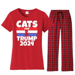 Cats For Trump 2024 Women's Flannel Pajama Set