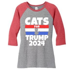 Cats For Trump 2024 Women's Tri-Blend 3/4-Sleeve Raglan Shirt