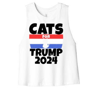 Cats For Trump 2024 Women's Racerback Cropped Tank