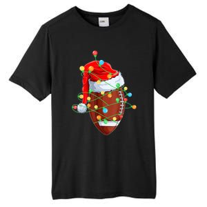 Christmas Football Team Player Santa Hat Funny Xmas Football Tall Fusion ChromaSoft Performance T-Shirt