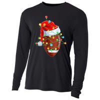 Christmas Football Team Player Santa Hat Funny Xmas Football Cooling Performance Long Sleeve Crew