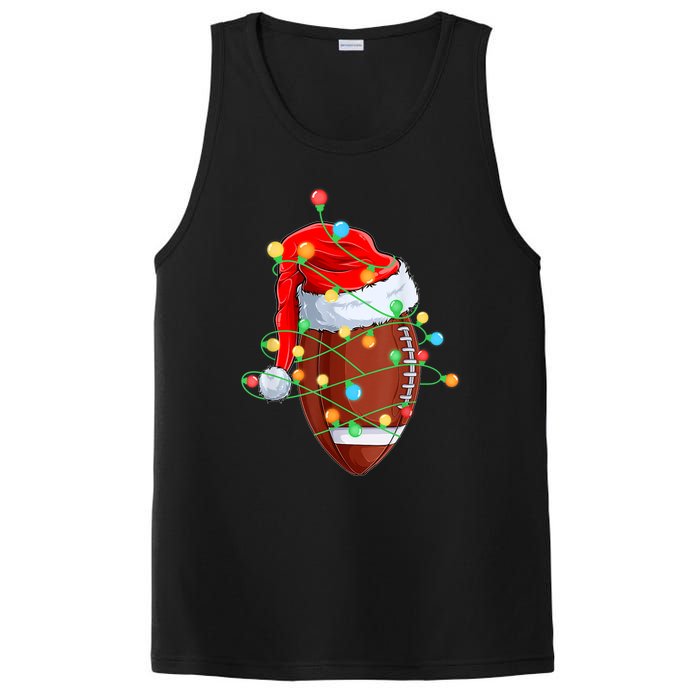 Christmas Football Team Player Santa Hat Funny Xmas Football PosiCharge Competitor Tank