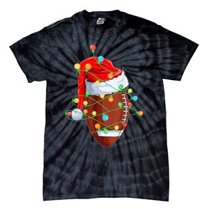 Christmas Football Team Player Santa Hat Funny Xmas Football Tie-Dye T-Shirt