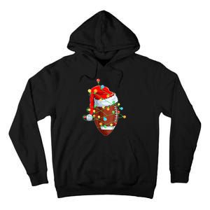 Christmas Football Team Player Santa Hat Funny Xmas Football Tall Hoodie