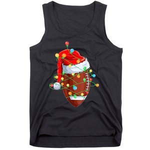 Christmas Football Team Player Santa Hat Funny Xmas Football Tank Top