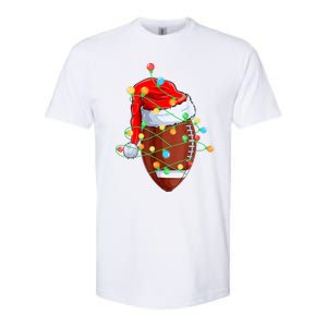 Christmas Football Team Player Santa Hat Funny Xmas Football Softstyle CVC T-Shirt