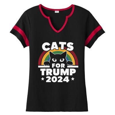 Cats For Trump Ladies Halftime Notch Neck Tee