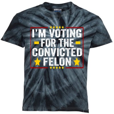 Convicted Felon Trump 2024 Funny Political Humor Kids Tie-Dye T-Shirt