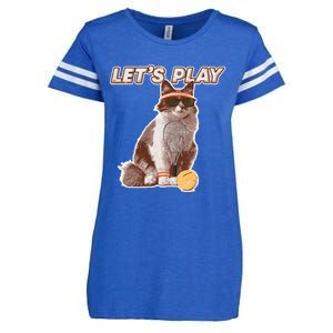 Cool Funny Tennis Cat Wearing Sunglasses Tennis Racket Ball Enza Ladies Jersey Football T-Shirt