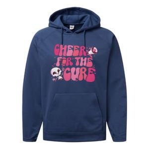 Cheer For The Cure Breast Cancer Football Pink Out Performance Fleece Hoodie