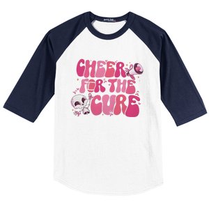 Cheer For The Cure Breast Cancer Football Pink Out Baseball Sleeve Shirt