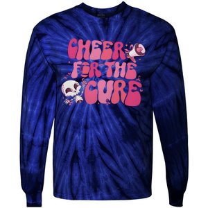 Cheer For The Cure Breast Cancer Football Pink Out Tie-Dye Long Sleeve Shirt