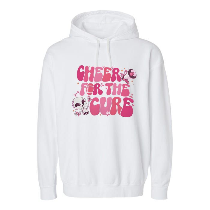 Cheer For The Cure Breast Cancer Football Pink Out Garment-Dyed Fleece Hoodie