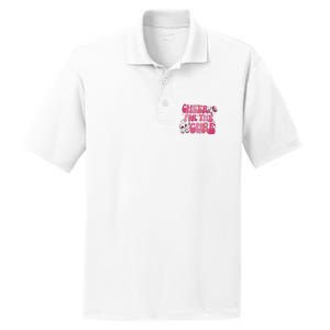 Cheer For The Cure Breast Cancer Football Pink Out PosiCharge RacerMesh Polo