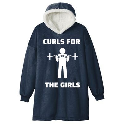 Curls For The Girls Barbell Bicep Curls Gym Saying Hooded Wearable Blanket