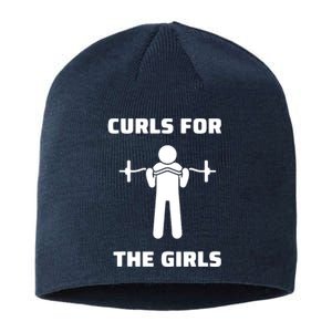 Curls For The Girls Barbell Bicep Curls Gym Saying Sustainable Beanie