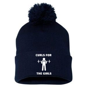 Curls For The Girls Barbell Bicep Curls Gym Saying Pom Pom 12in Knit Beanie