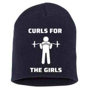 Curls For The Girls Barbell Bicep Curls Gym Saying Short Acrylic Beanie