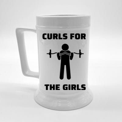 Curls For The Girls Barbell Bicep Curls Gym Saying Beer Stein