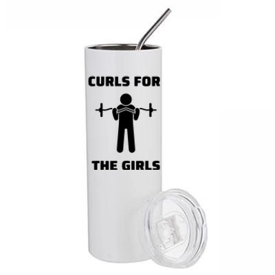 Curls For The Girls Barbell Bicep Curls Gym Saying Stainless Steel Tumbler