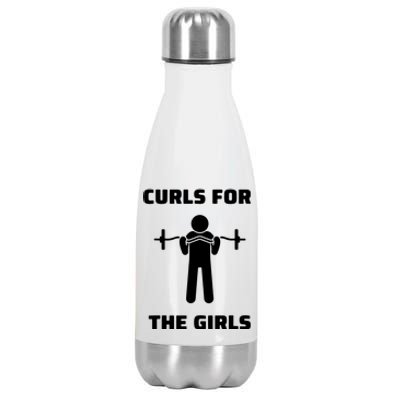 Curls For The Girls Barbell Bicep Curls Gym Saying Stainless Steel Insulated Water Bottle