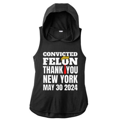 Convicted Felon Trump Hair Tie Thank You Ny New York 53024 Ladies PosiCharge Tri-Blend Wicking Draft Hoodie Tank