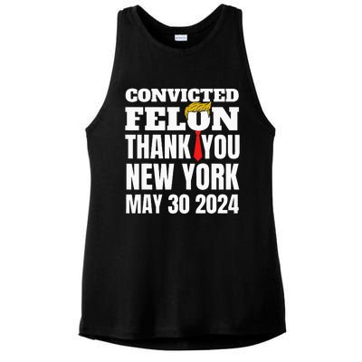 Convicted Felon Trump Hair Tie Thank You Ny New York 53024 Ladies PosiCharge Tri-Blend Wicking Tank