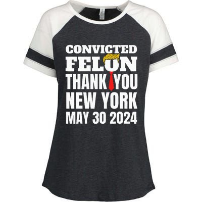 Convicted Felon Trump Hair Tie Thank You Ny New York 53024 Enza Ladies Jersey Colorblock Tee