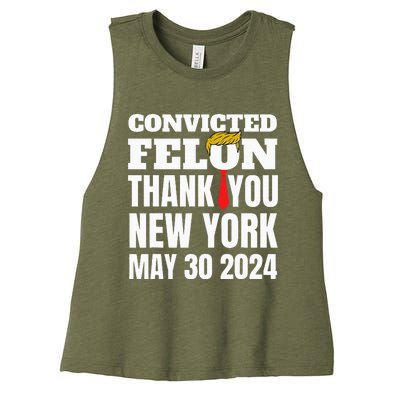 Convicted Felon Trump Hair Tie Thank You Ny New York 53024 Women's Racerback Cropped Tank