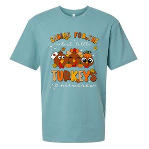 Caring For The Cutest Little Turkeys Nicu Crew Thanksgiving Sueded Cloud Jersey T-Shirt