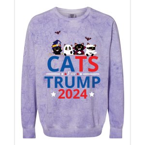 Cats For Trump 2024 – Donald Trump Halloween Women Vneck Colorblast Crewneck Sweatshirt